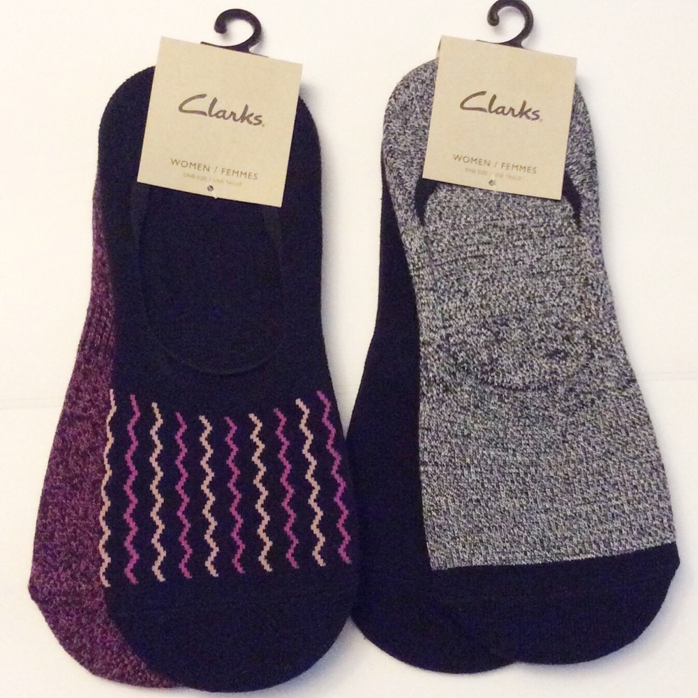 Clarks Woman’s No Show Socks 4 Pairs Black Gray